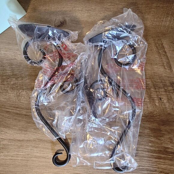 PartyLite Hearthside Wall Sconces Pair Black Metal Candle Holders P7776 Scroll - Picture 2 of 12